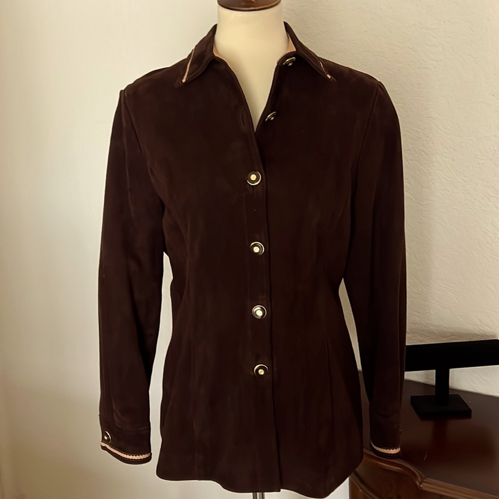 St. John Suede Shirt Jacket.